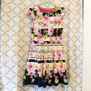 Emma & Michele Capped Sleeved Mixed Floral Print Midi Dress - 6